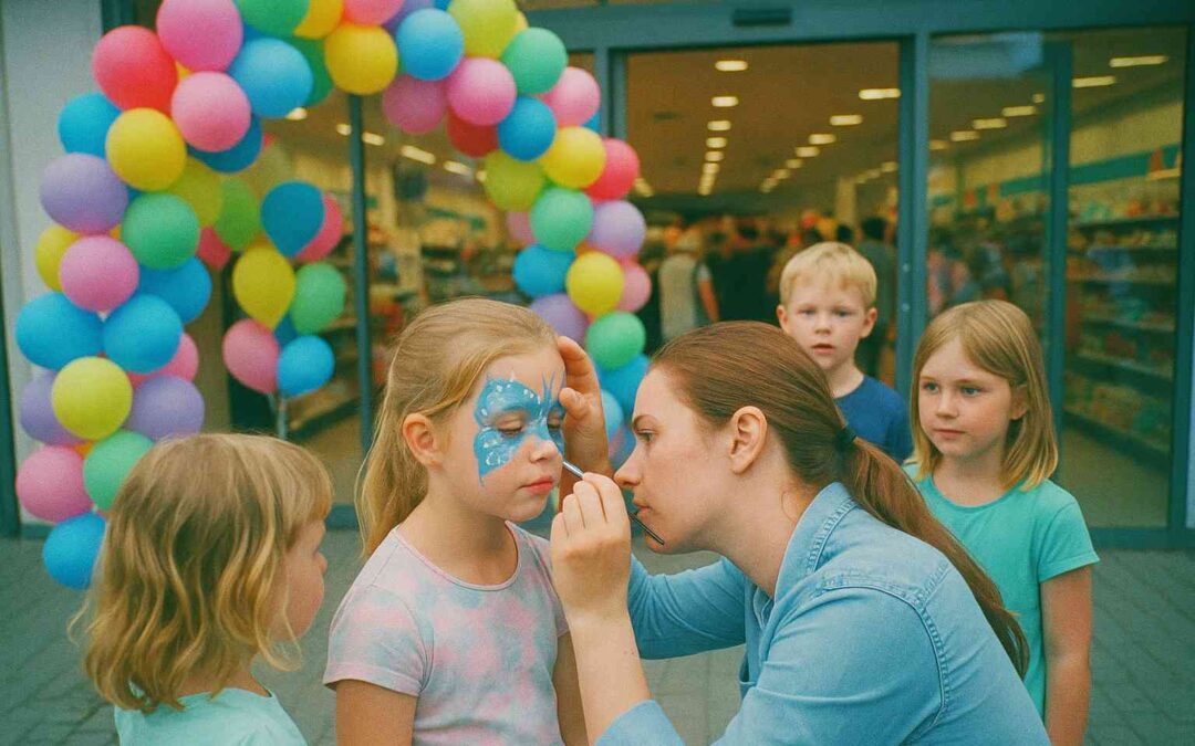 Eventidéer der skaber kø i butikken: Balloner og ansigtsmaling som crowd-puller