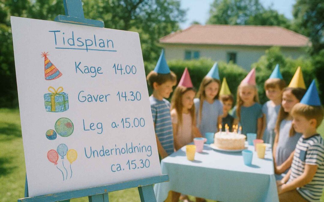 Tidsplan for børnefødselsdag med 10–25 børn: Program, pauser og underholdning